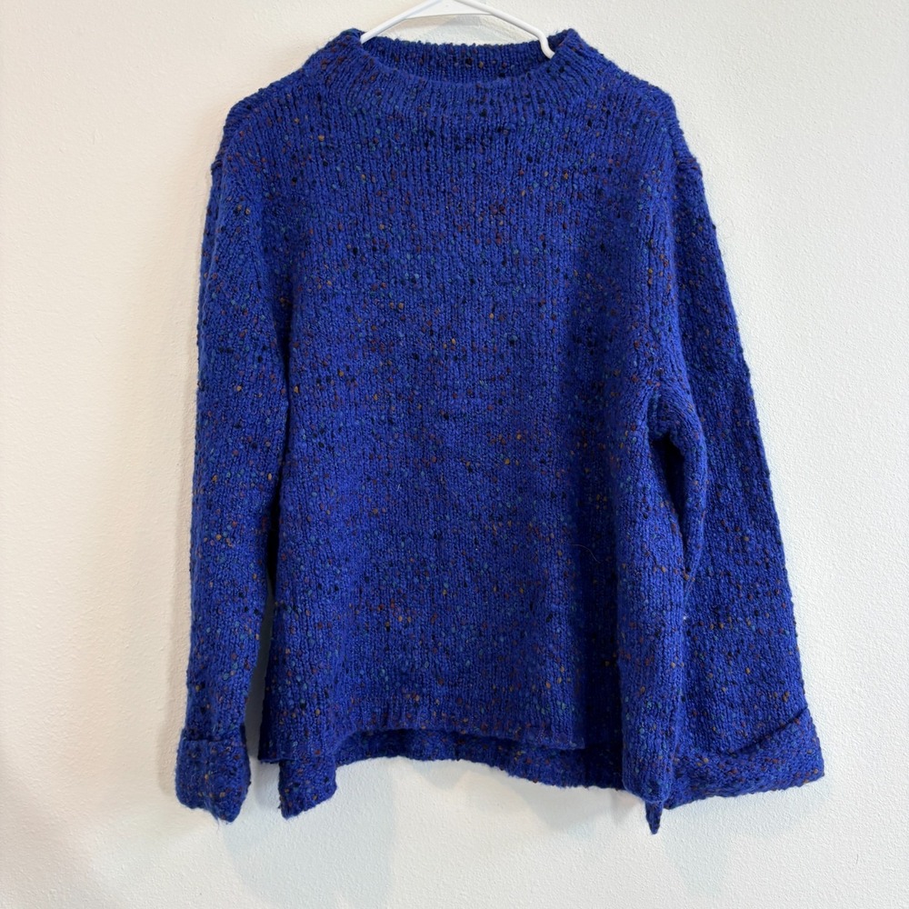 Habitat Sweater Women L Blue Speckled Knit Classic Casual Minimal Capsule